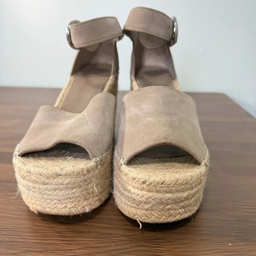 Marc Fisher Alida Espadrille Taupe Suede Wedge Sandals‎ Sz 11